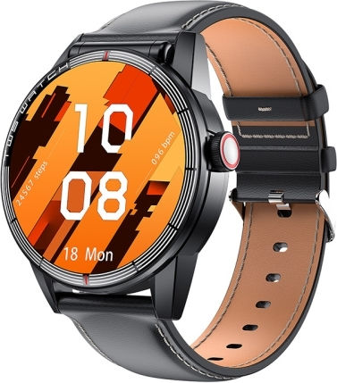 R6 1.32-inch Tws 2-in-1 Bluetooth Headset Smart Watch Heart Rate Blood Oxygen Monitoring Black Leather