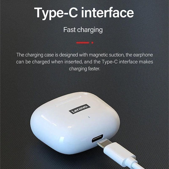 Lenovo LP40 Pro Earbud Bluetooth Handsfree Earphones with Sweat Resistance and Charging Case White vue 8