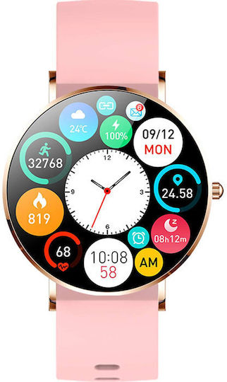 Vogue Astrea Stainless Steel 43mm Smartwatch with Heart Rate Monitor (Pink) view 2