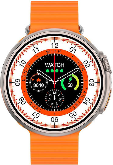 Microwear 9 ULTRA Pro Smartwatch with Heart Rate Monitor (Silver / Orange)