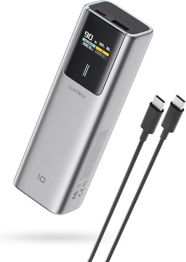 Cuktech 1C1A Power Bank 10000mAh 150W with USB-A Port and USB-C Port Gray view 1