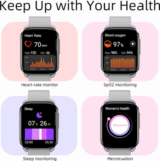 QCY Gs S6 Smartwatch with Heart Rate Monitor (Gray) view 4