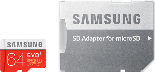 Samsung EVO+ microSDXC 64GB U1 UHS-I 80MB/s with Adapter view 1