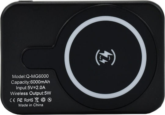 Andowl Q-MG6000 MagSafe Power Bank 6000mAh with USB-A Port and USB-C Port Black view 2