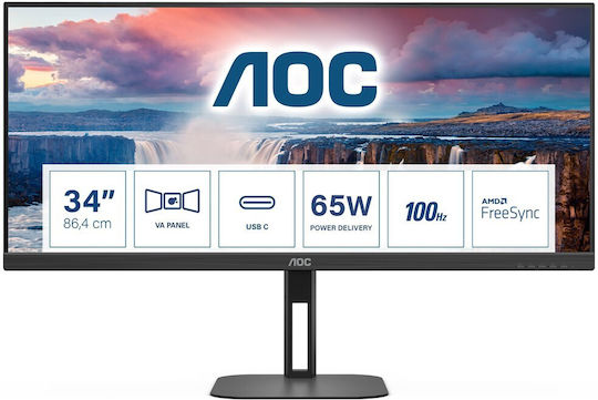 AOC U34V5C Ultrawide VA Monitor 34" QHD 3440x1440 with Response Time 4ms GTG view 9