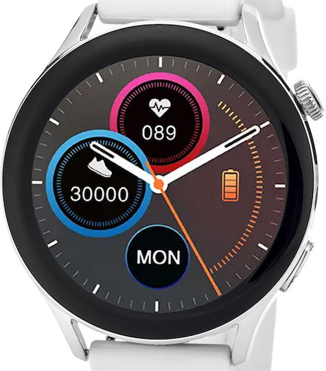 3Guys 3GW4648 44mm Smartwatch with Heart Rate Monitor (White) view 2