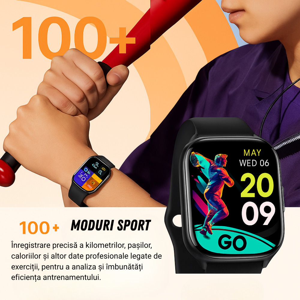 VortexIQ Smartwatch with Heart Rate Sensor Black Large view 8