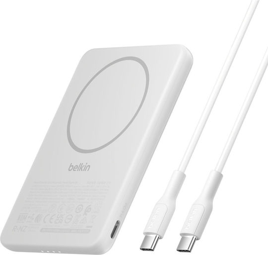 Belkin BoostCharge Slim Magnetic MagSafe Power Bank 5000mAh with USB-C Port White