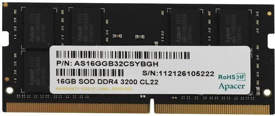 Apacer 16GB DDR4 RAM with 3200 Speed for Laptop (AS16GGB32CSYBGH)