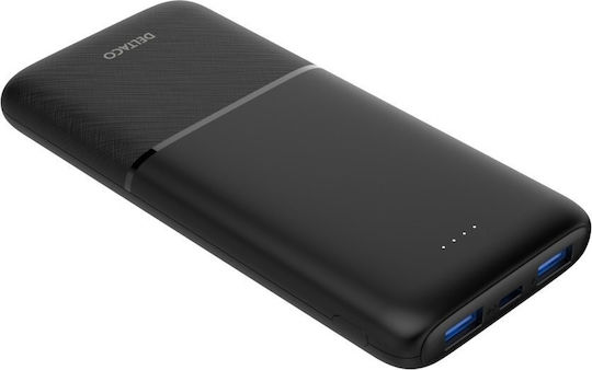 Deltaco Power Bank 10000mAh 18W with 2 USB-A Ports and USB-C Port Power Delivery Black