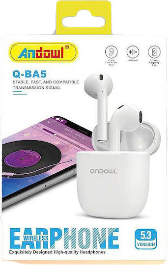 Andowl Q-BA5 In-ear Bluetooth Handsfree Earphones with Charging Case White view 2