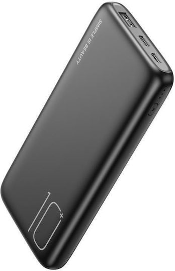 XO PR182 Power Bank 10000mAh with USB-A Port and USB-C Port Black