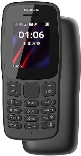 Nokia 106 (2018) Dual SIM Mobile with Buttons (English) Black view 2
