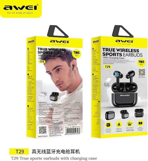 Awei T29 In-ear Bluetooth Handsfree Earphones with Sweat Resistance and Charging Case Black vue 6