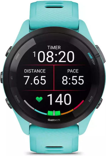 Garmin Forerunner 265 Waterproof Smartwatch with Heart Rate Monitor (Aqua/Black)