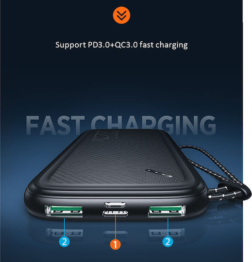 Usams PB56 Power Bank 10000mAh 22.5W with 2 USB-A Ports Power Delivery / Quick Charge 3.0 Black view 3