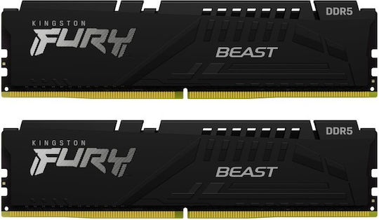 Kingston Fury Beast DDR5 16GB RAM with 2x8GB Modules and Speed 5200 for Desktop KF552C40BBK2-16