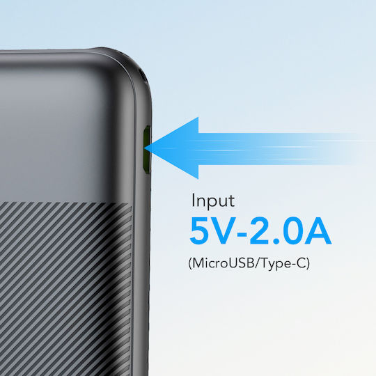 Veger L10S Power Bank 10000mAh 20W with 2 USB-A Ports and USB-C Port Power Delivery / Quick Charge 3.0 Black view 5