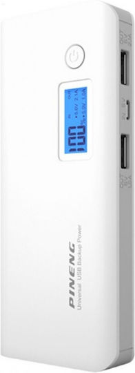 Pineng PN-968 Power Bank 10000mAh with 2 USB-A Ports Silver