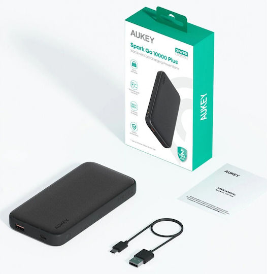 Aukey PB-Y46P USB-C cable Power Bank 10000mAh 20W with USB-A Port and USB-C Port Power Delivery Black view 2