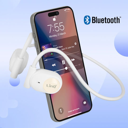 LinQ R208 Open Ear Bluetooth Handsfree Earphones with Sweat Resistance White view 2