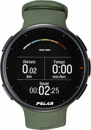 Polar Vantage V2 Aluminium 47mm Waterproof Smartwatch with Heart Rate Monitor (Black with Green Strap) vista 2