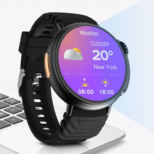 D&k Apel Bluetooth Hd Smartwatch 1.52” Amoled Water Resistant Voice Ai Assistant Gps Tracking Nfc Access Control 24/7 Smart Activity Tracker Hr/spo2 Monitor Black Silicone Strap