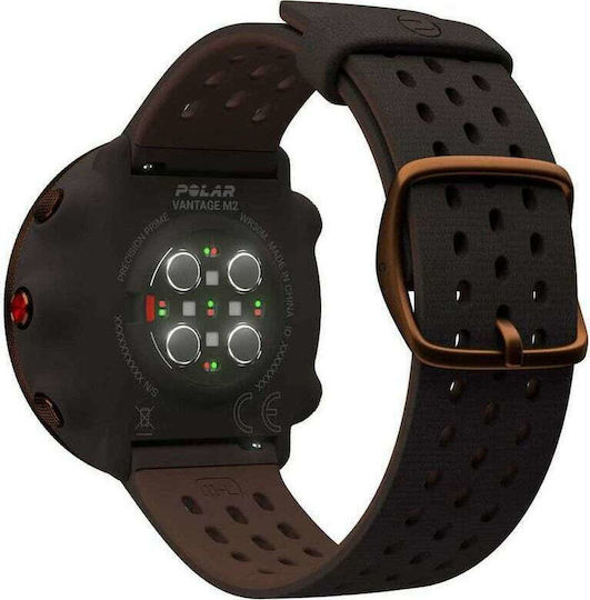 Polar Vantage M2 Aluminium 46mm Waterproof Smartwatch with Heart Rate Monitor (Black with Black/Brown Strap) view 5