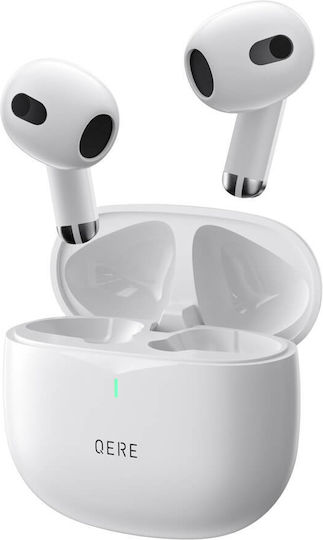 Qere E28 Earbud Bluetooth Handsfree Earphones with Sweat Resistance and Charging Case White view 3