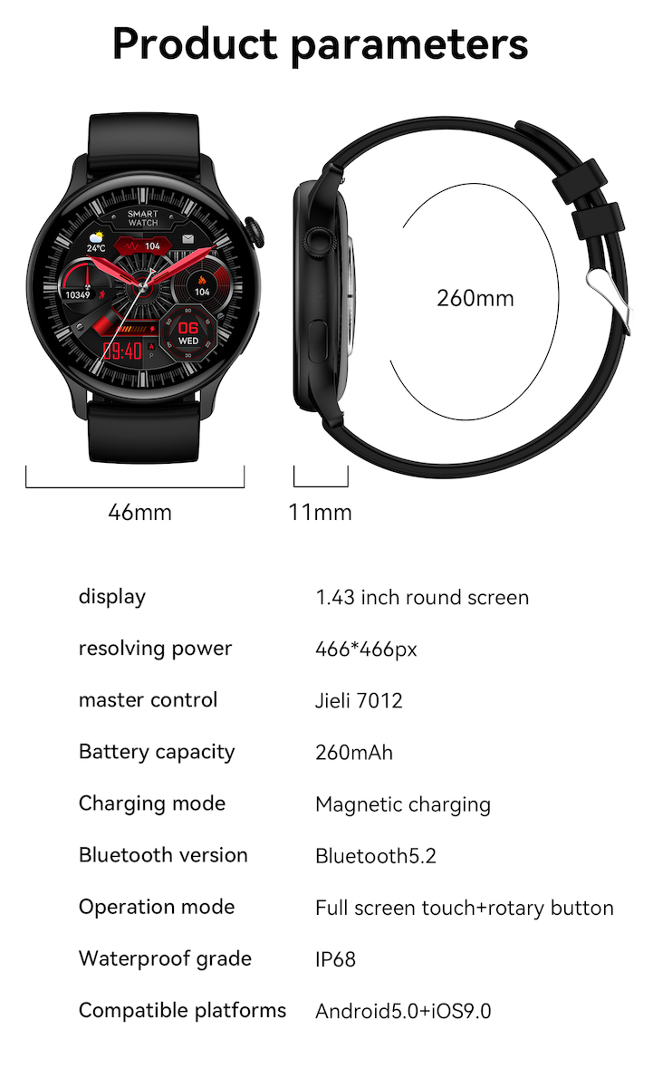 DesignoFiT Aluminium Smartwatch with Heart Rate Monitor (Black) view 7