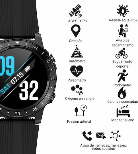 MaxCom FW37 Argon Smartwatch with Heart Rate Monitor (Black) view 4