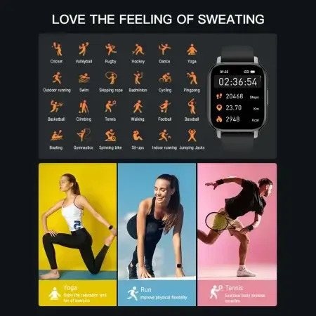 Tio P66 Smartwatch with Heart Rate Monitor (Black) view 4
