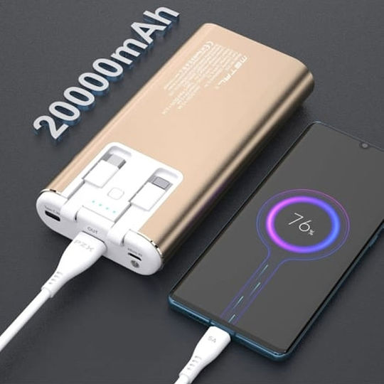 PZX V23 Power Bank 20000mAh with USB-A Port Gold view 3