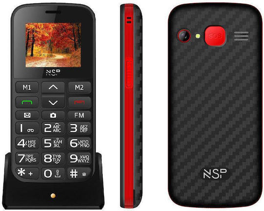 NSP 2000DS Dual SIM Mobile with Large Buttons Black Red view 5