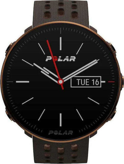 Polar Vantage M2 Aluminium 46mm Waterproof Smartwatch with Heart Rate Monitor (Black with Black/Brown Strap) view 2