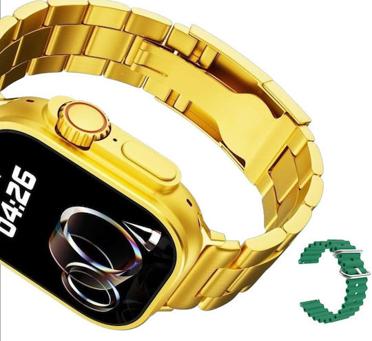 Ultra 9 Max Smartwatch with Heart Rate Monitor (Gold Green) view 3