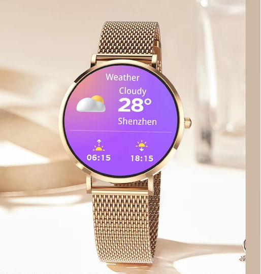 Aoke T8 Smartwatch with Heart Rate Monitor (Silver Case / Silver Strap Metallic) view 3