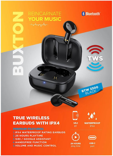 Buxton BTW 3300 In-ear Bluetooth Handsfree Earphones with Charging Case Black view 7