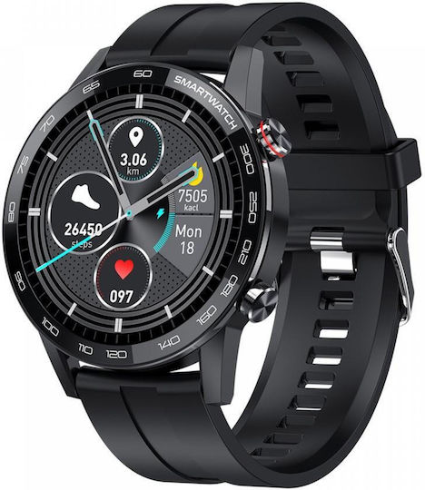 Kingwear L16 46mm Smartwatch with Heart Rate Monitor (Black)