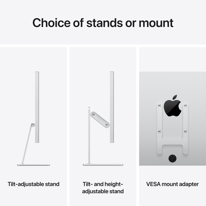 Apple Studio Display (2026) Monitor 27" 5120x2880 White Nano Texture Glass Tilt Adjustable Stand view 5