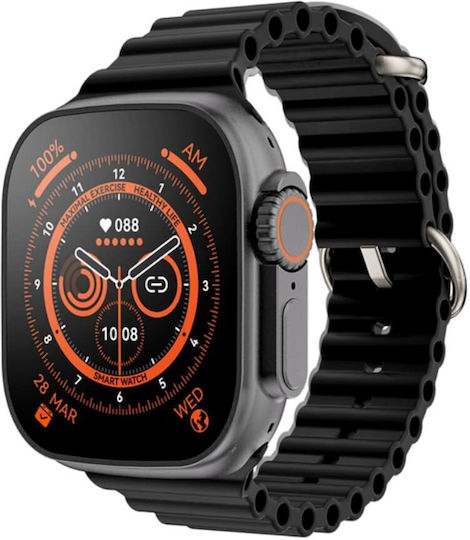 X8 Ultra Max 49mm Smartwatch with Heart Rate Monitor (Black)