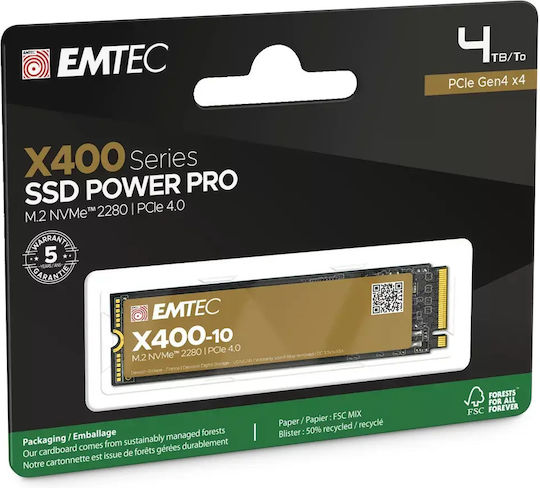 Emtec X400-10 Power Pro SSD 4TB M.2 with PCI Express 4.0 Protocol and Heatsink (Compatible with PlayStation 5) Ansicht 3