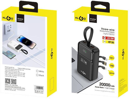 Gocomma Power Bank 20000mAh 22.5W With 2 USB-A Power Delivery Output Ports Black view 1