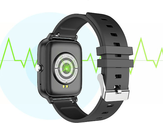 P6 Aluminium 44mm Smartwatch with Heart Rate Monitor (Black) view 3