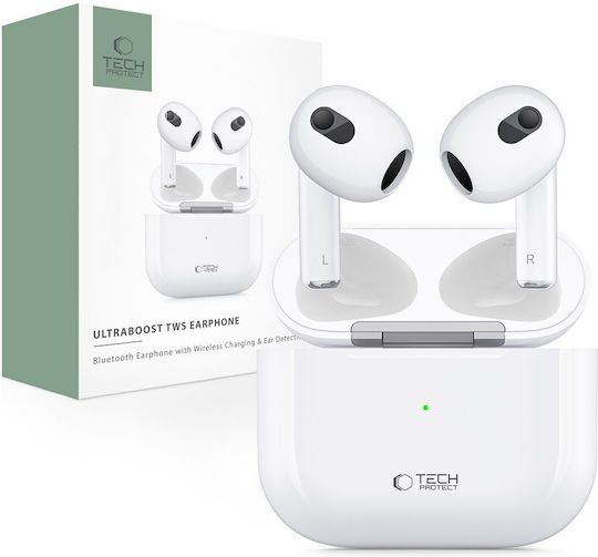 Tech-Protect Ultraboost In-ear Bluetooth Handsfree Earphones with Charging Case White view 1