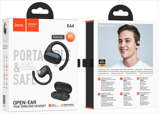 Hoco EA4 Open Ear Bluetooth Handsfree Earphones with Charging Case Black view 5