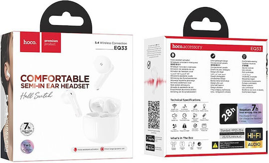 Hoco EQ33 Earbud Bluetooth Handsfree Earphones with Sweat Resistance and Charging Case White view 2