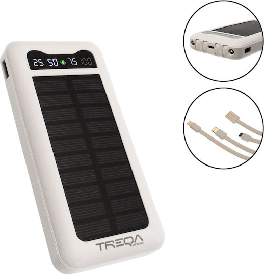 Treqa TR-946 Solar Power Bank 10000mAh with USB-A Port White