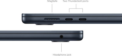 Apple MacBook Air 15" (2024) 15.3" Retina Display (M3-8-core/8GB/512GB SSD) Midnight (GR Keyboard) vue 7