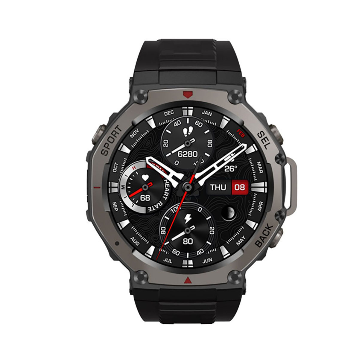 Avizar Waterproof Smartwatch with Heart Rate Monitor (Black) view 1
